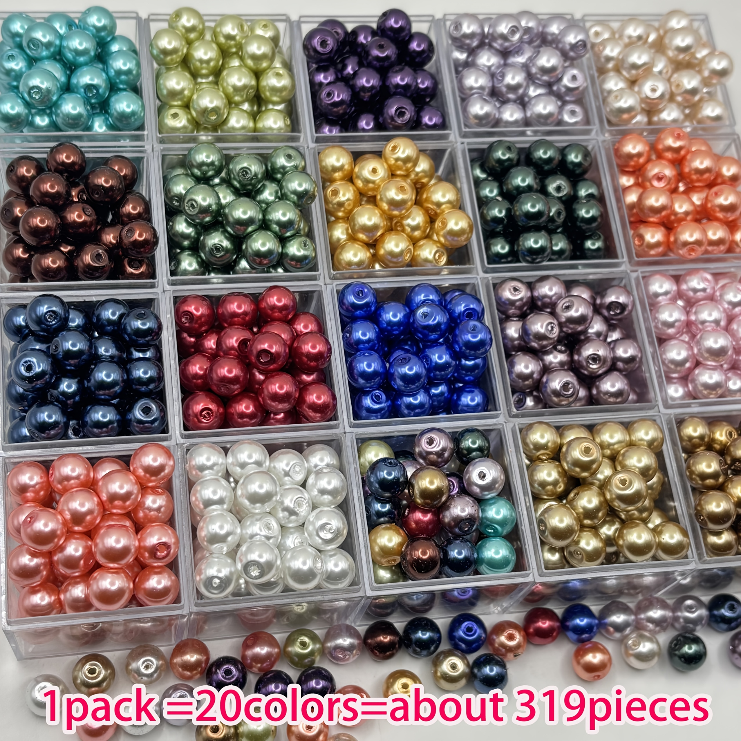 TEMU 319 stuks 8mm Vintage Kleur Decoratieve Kralen - 20 Kleuren, Multicolor Hoogwaardige Glazen Zaadkralen voor DIY Sieraden Maken, Armbanden,