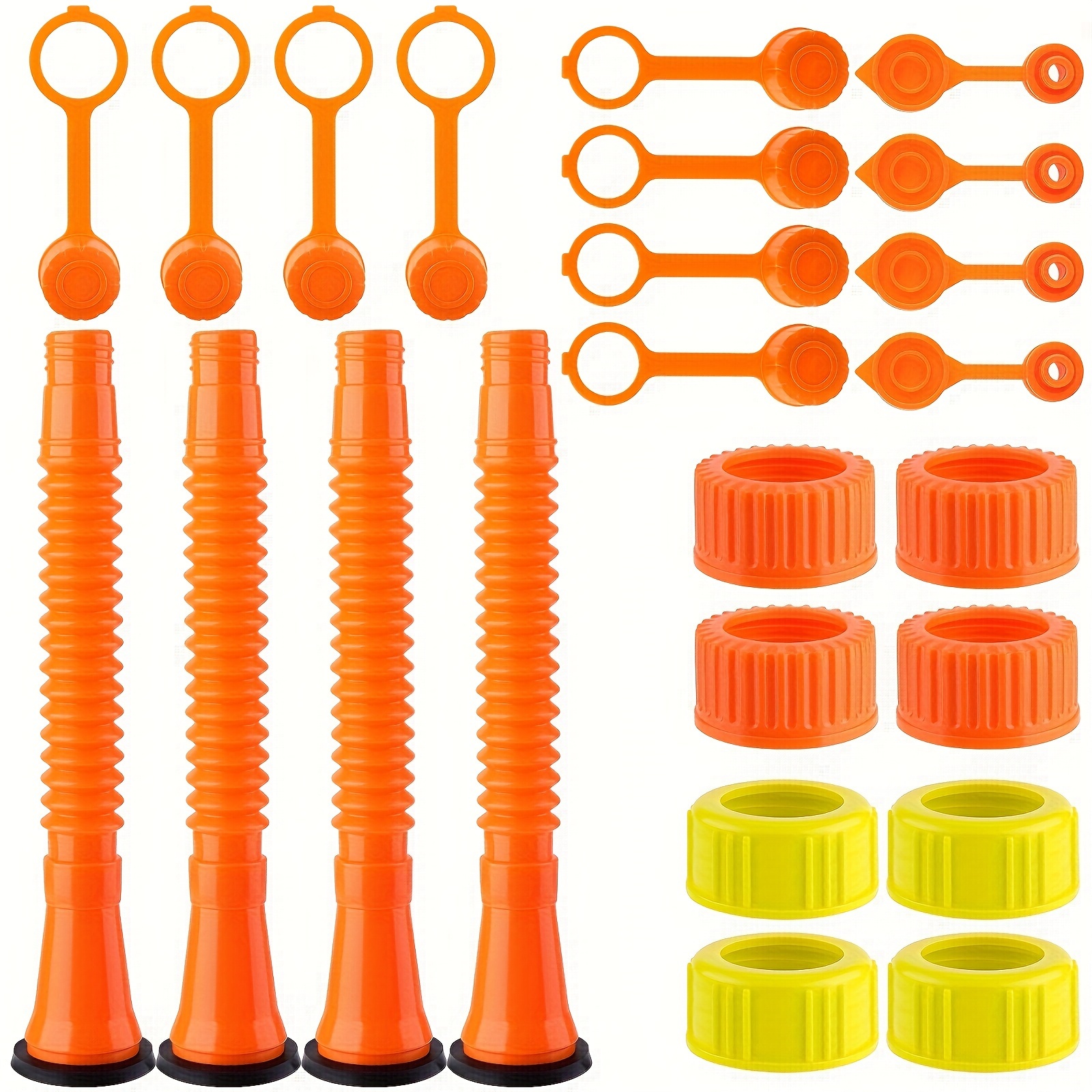 

4kit Gas Can Spout Replacement, Gas Can Nozzle Kit With Screw Collar Caps, Gasket Stopper, And 2 Kinds Gas Can Vent Cap With Drill For Most Gas Can