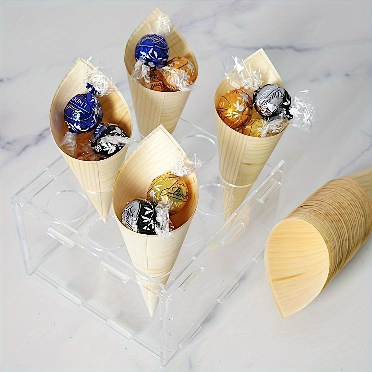 

50//150pcs5.2 Inch Disposable Dessert Cone, Fruit Sand Container, Dessert , Snack Horn Cone, Biscuit Packaging Box Party Dessert Cone