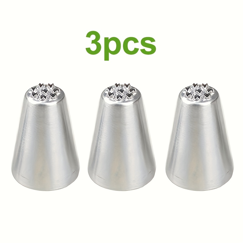 3-pack Diy Cake Cream Multi-hole Pull-string Grass Tip, Stainless Steel Small Grass Shape Piping Nozzle
