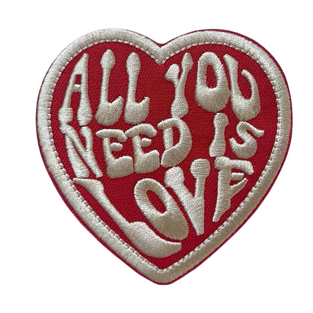 1pc Oversized Punk Love "love, Love" Text Embroidery Patch - Diy Tank Backpack Decoration - Ironing/sewing Personality Patch