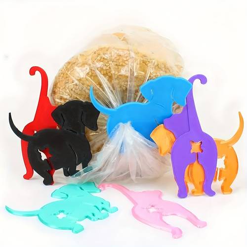 6pcs reusable multifunctional sealing clips creative shaped cat bread bag clips dog bread bag clips moisture proof and dust proof bag and item storage bag sealing clips cat food bag sealing clips random color