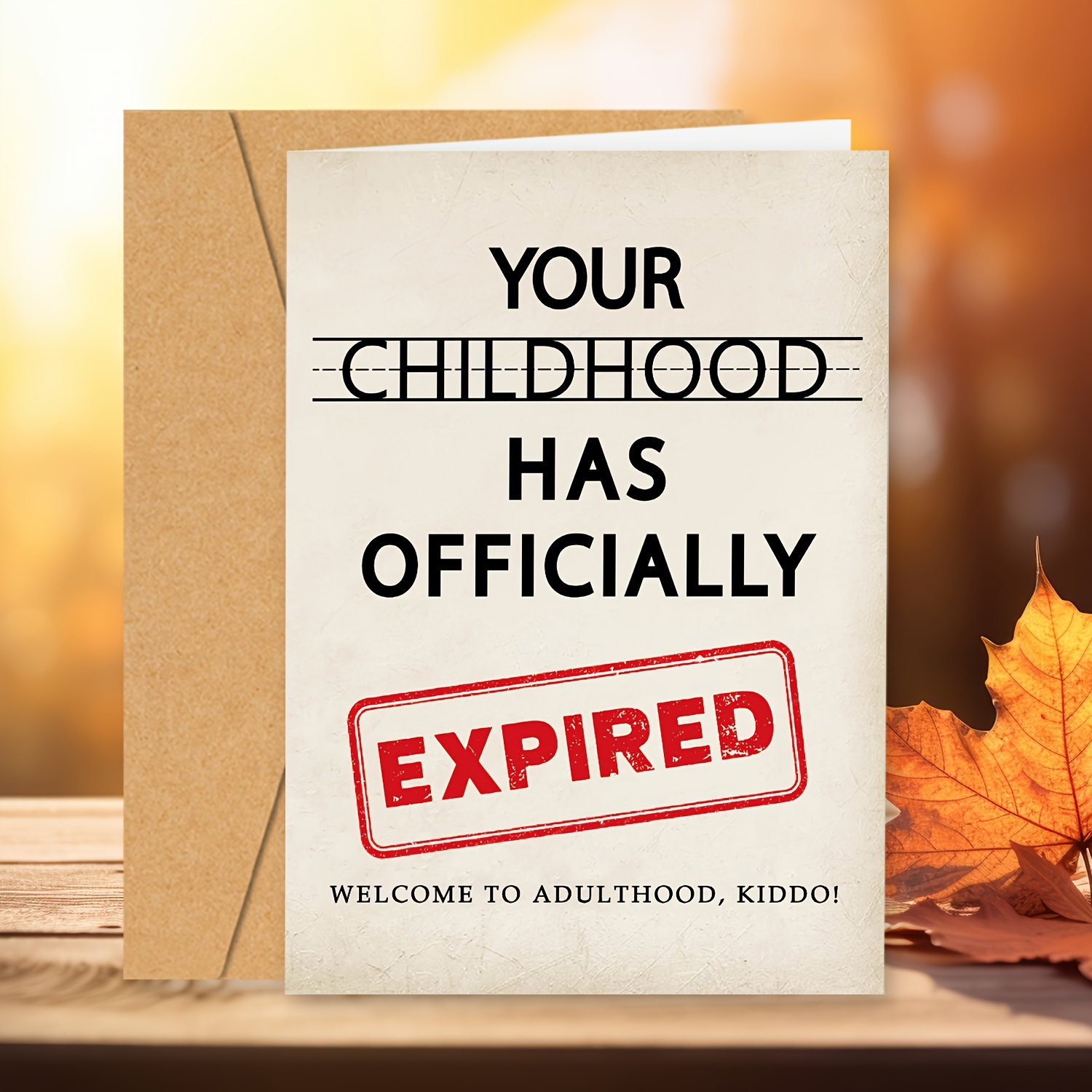 

1pc Funny 18th Birthday Card For Daughter, Unique Adulting Welcome Greeting Card With Envelope, English Language, Humorous 18 Year Old Milestone Celebration Card – "your Childhood Has Expired