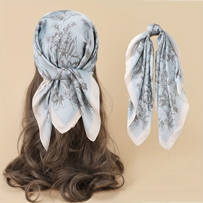 TEMU Foulard carré imprimé en polyester de 27,5 pouces en tissu Y lisse, avec un design élégant et des polyvalentes de . Convient foulard, écharpe ou