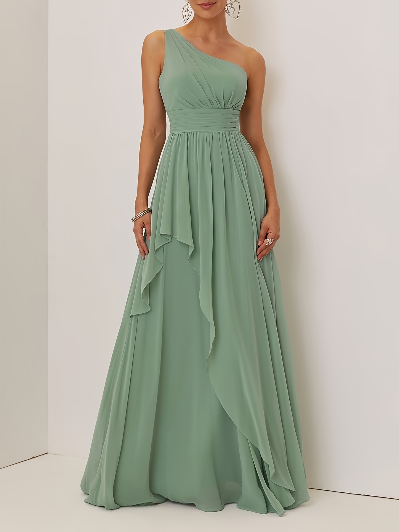 leaf green bridesmaid dresses Ever-Pretty Chiffon Ruffle Sleeve Empire Waist Lotus Hemline Summer Formal Wedding Guest Dress main image 1