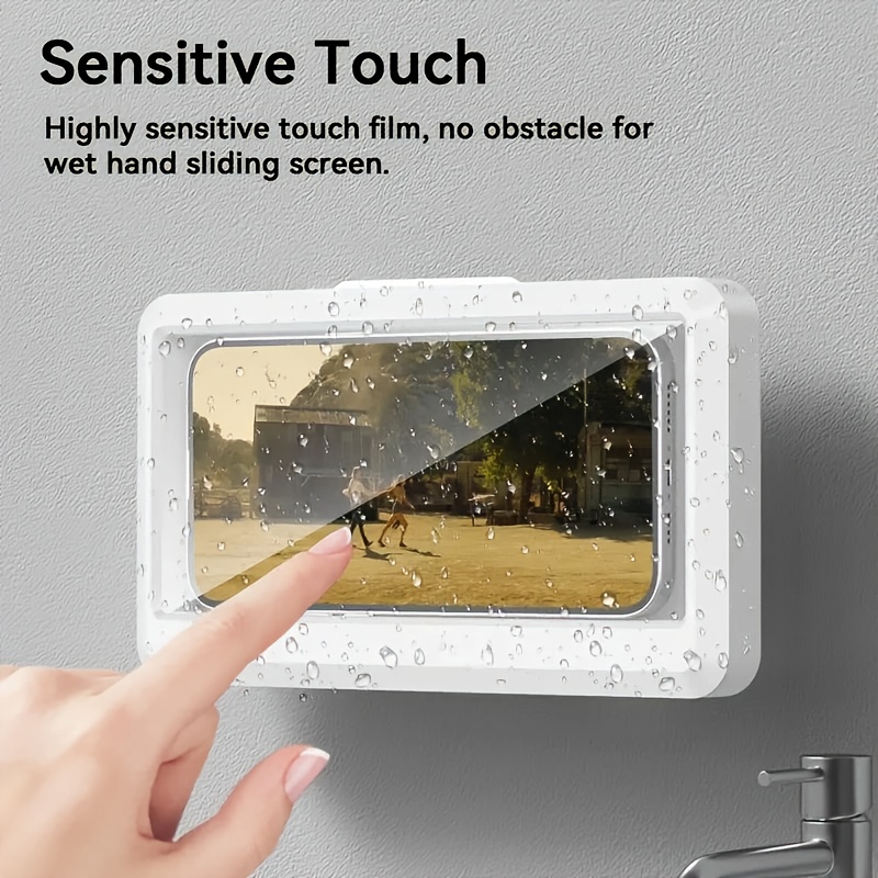 

Support de téléphone de douche étanche 1 pièce, support de téléphone de douche haute anti-buée, étui de téléphone de douche tactile rotatif à 360°, angle réglable, matériau ABS