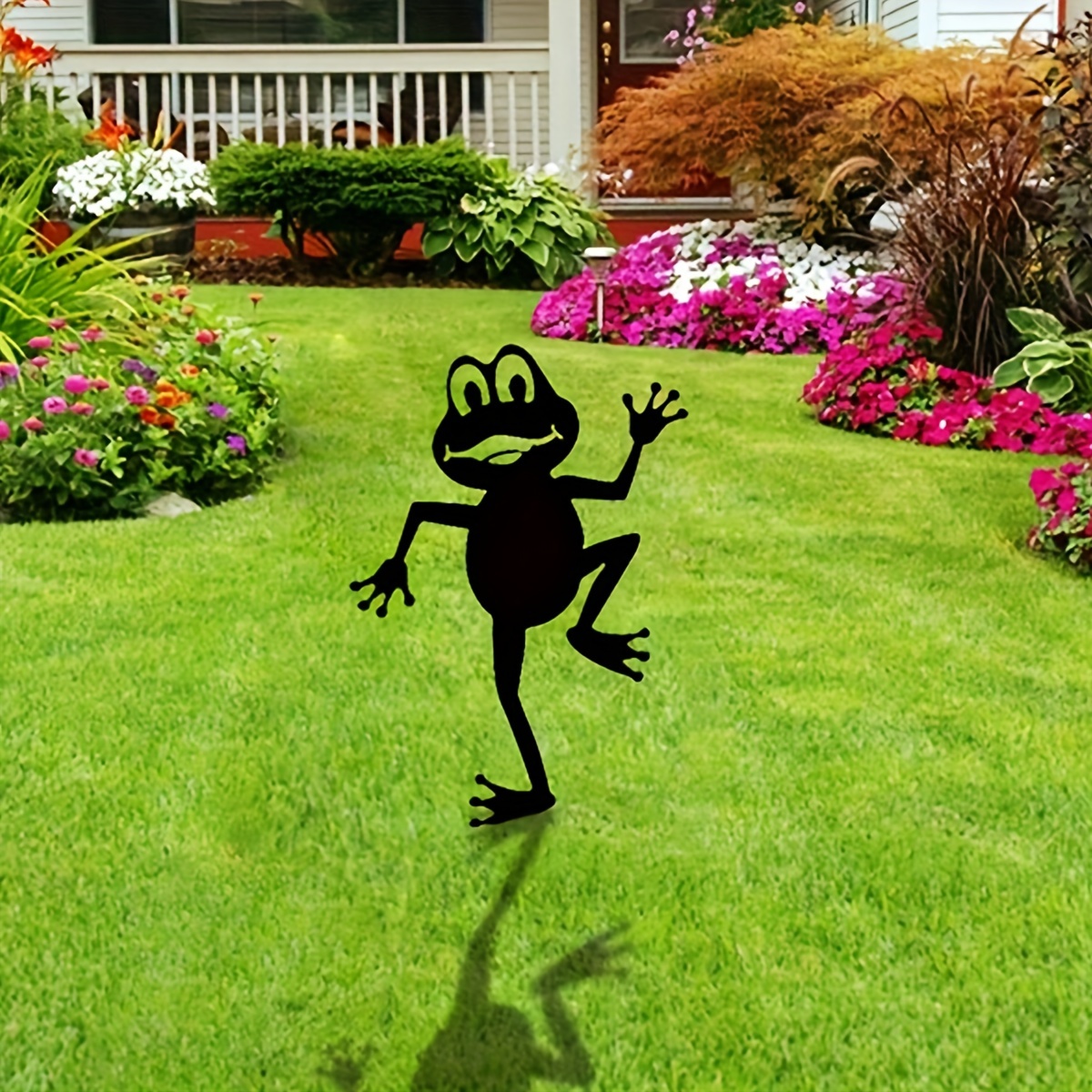 

1pc Frog Silhouette Metal Garden Stake - Classic Minimalist Decor For Outdoor , Thanksgiving Decoration, No Electricity Required