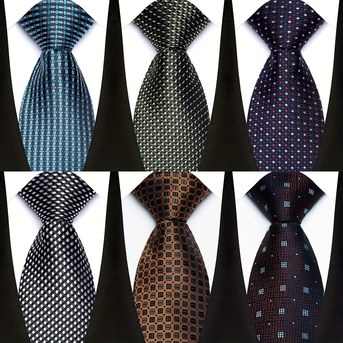 TEMU 6pcs Premium Men's Business Tie Set, 1200 Needle High-density Fabric, Fashionable Vintage Polka Dot , Ideal For Business Events, Parties, Work,