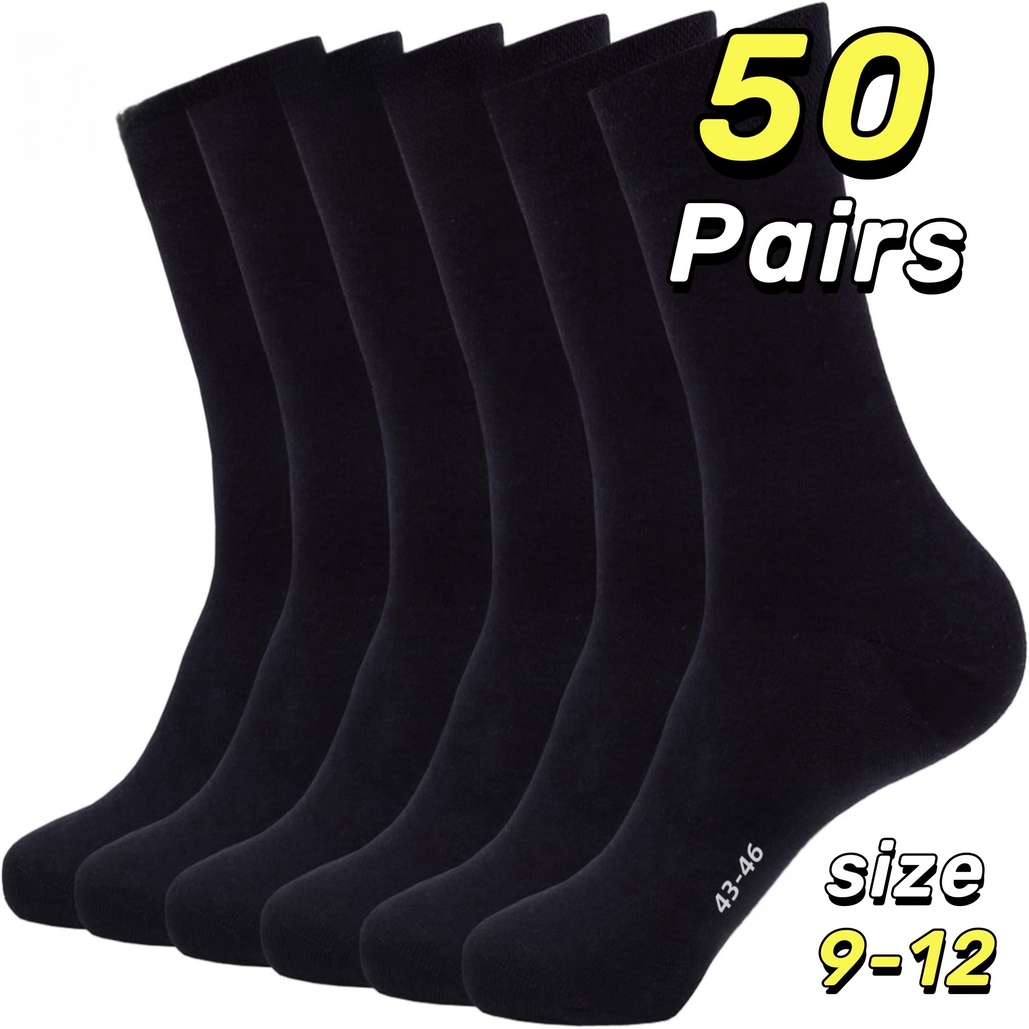 

50 Pairs Of Men's Plus Size Business Socks, Breathable And Comfortable Formal Socks Us 9-11, Suitable For Men's Work, Meetings, Outdoor Large Combination Sets