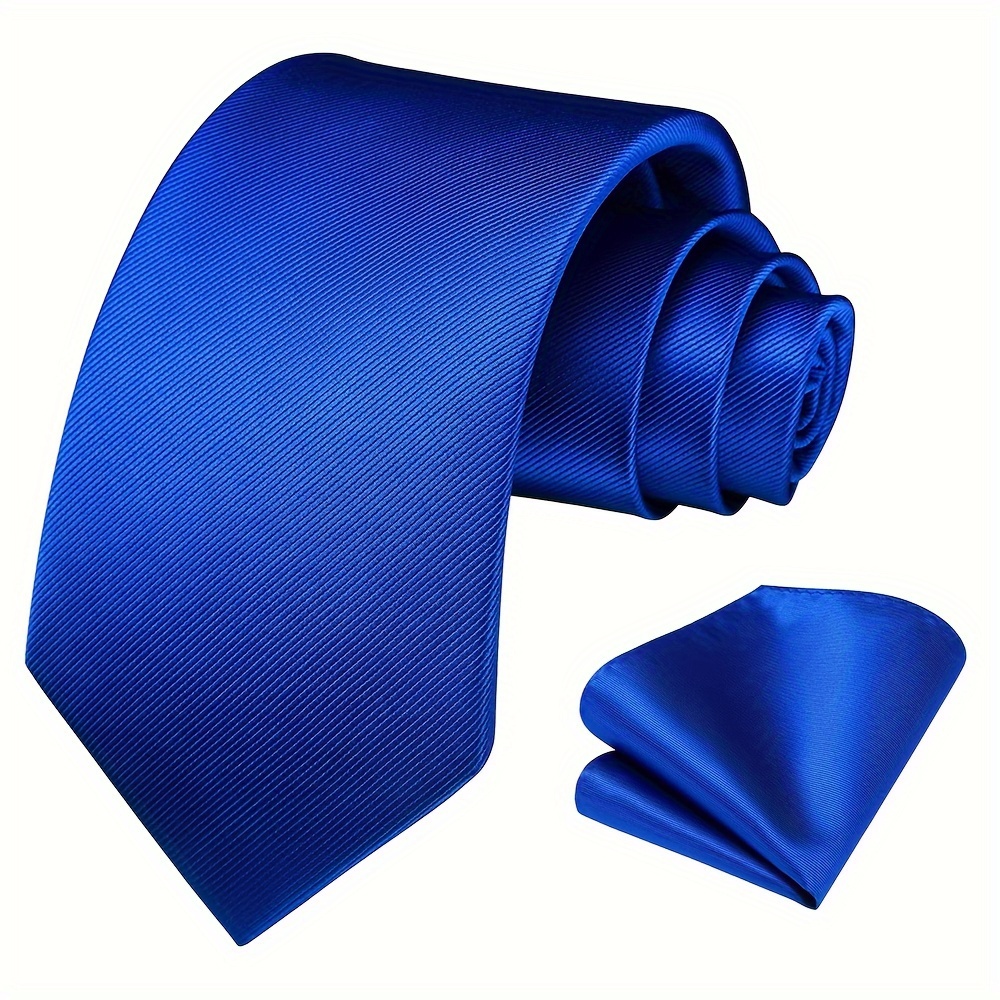 TEMU Men's 8cm Solid Color Ribbed Tie And Pocket -piece Set, High-quality Classic Fashion Wedding Party Business Tie