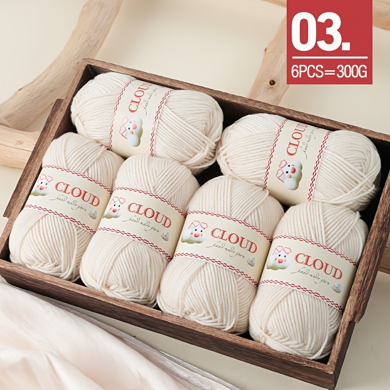 TEMU Lot de 6 de fil nuage, fil moelleux, couleur unie, doux pour , à tricoter pour les débutants, idéal pour écharpes, couvertures, coussins au