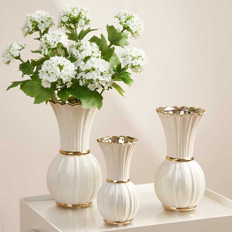 

Cream Style Ceramic Vase White High-end Water Vase Retro French Living Room Dining Table Decoration Art