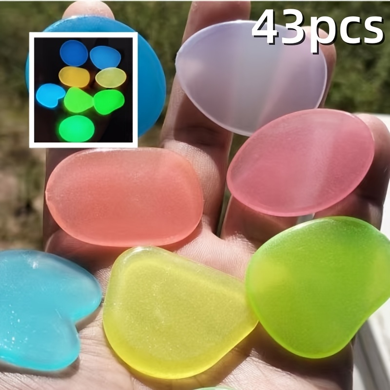 E-shop 43 Extra-Große Leuchtkiesel Sternenhimmel-Steine – Aktiviert durch Schwarzlicht, Mehrfarbiges Leuchten (Blau, Grün, Weiß, Rosa, Orange, Rot,