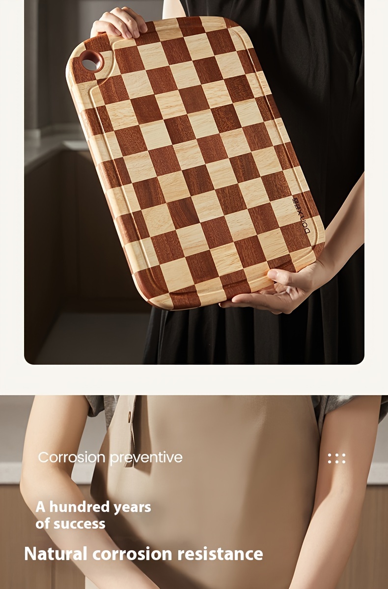 walnut wood cutting board with checkered pattern multipurpose   for meat cheese bread vegetables and fruits ideal for home and dorm use kitchen gadget perfect christmas winter gift wooden cutting board cold cutting board details 5