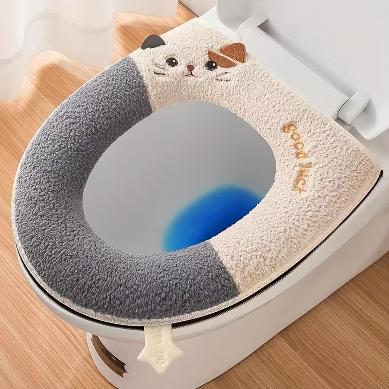 TEMU Abattant WC Ménager avec Chaîne à Manuelle Coussin de Siège de Toilette 2025 Nouveaux Couleurs Contrastées Chat Épissure Abattant WC Joints pour