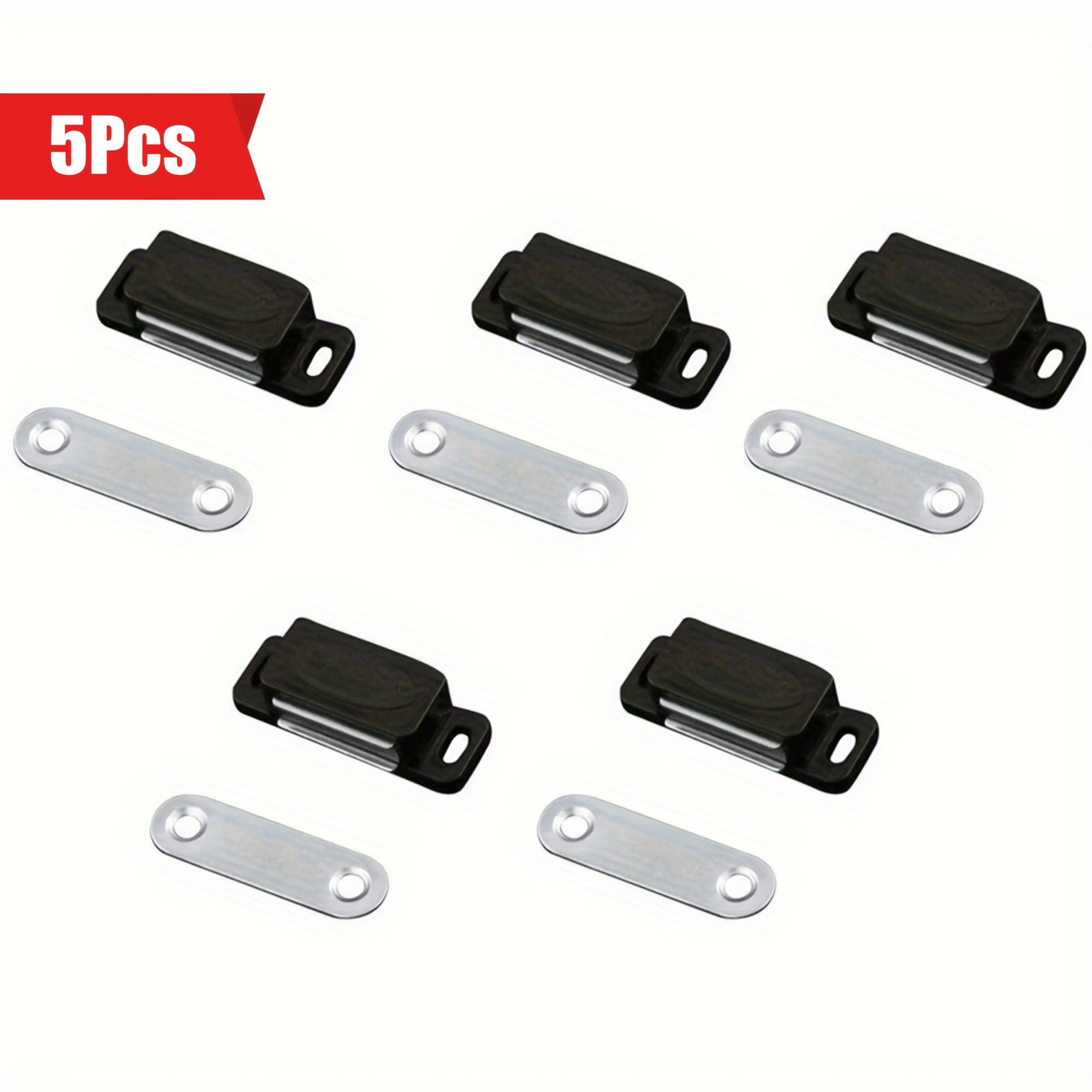 

5pcs Strong Magnetic Cabinet Clips - Abs Plastic With Stainless Steel Hardware, Door And Cabinet Closure For Kitchen And