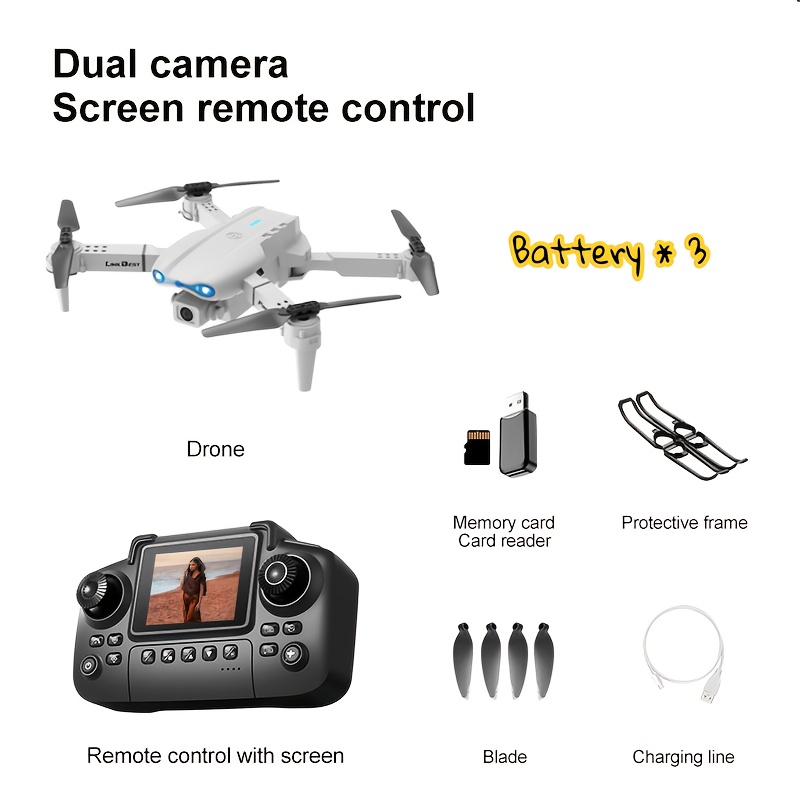 E99 Screen-controlled Drone - Dual-lens Aerial Photography And Hold, Easily Manage Flight, Suitable For Children And Adults!