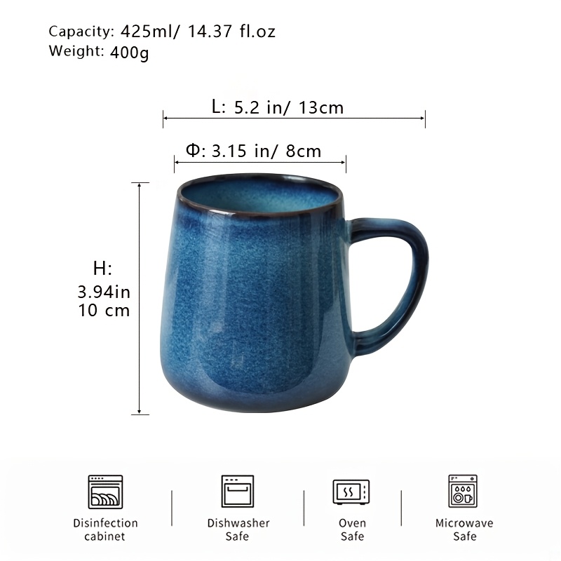 TEMU 14.37oz Classic Ceramic Coffee Mug, Smooth Handle Water Cup For Home Office Daily Drink, Ideal Gift For