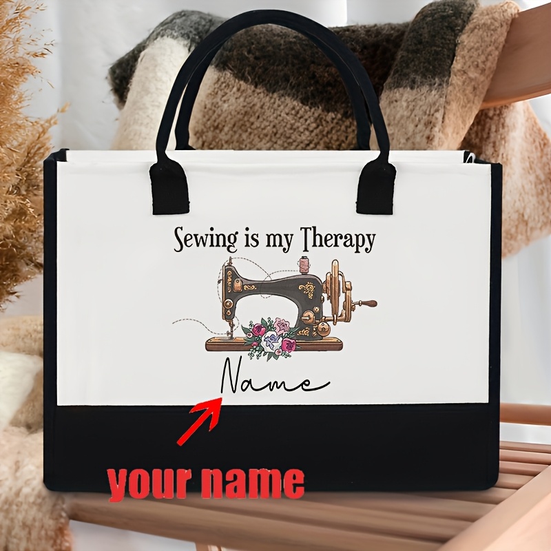 TEMU 1pc Bolso de con de Máquina de Coser para Mujeres - Personalizado, Poliéster Duradero, Lavable a , Correas Fijas para el , Regalo para Amantes