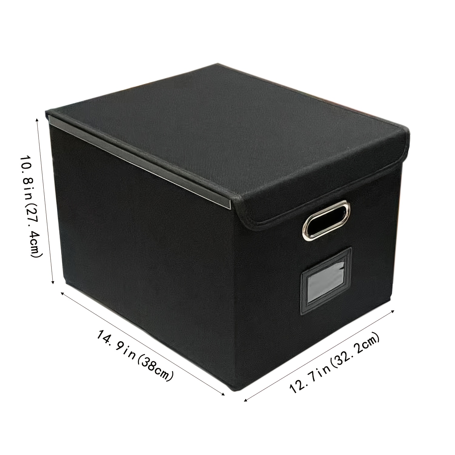 Foldable Fabric File Storage Box with Plastic Sliding Tray