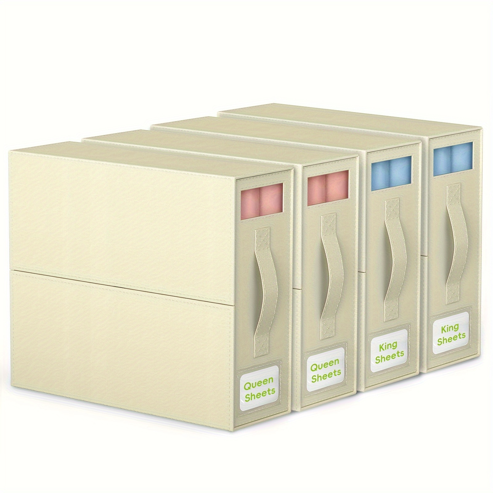 

Bed Sheet Organizer, Linen Closet Organizers And Storage, Foldable Cube Sheet Set Organizer (4 Pack)