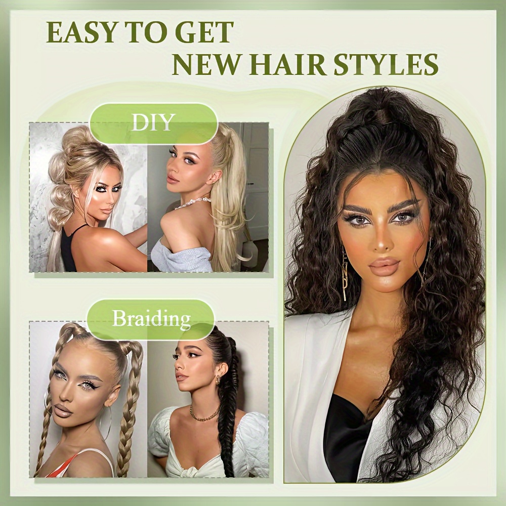 32 inch clip in wrap around ponytail extension long straight synthetic hairpiece with   tape soft versatile for   for parties cosplay everyday use details 6