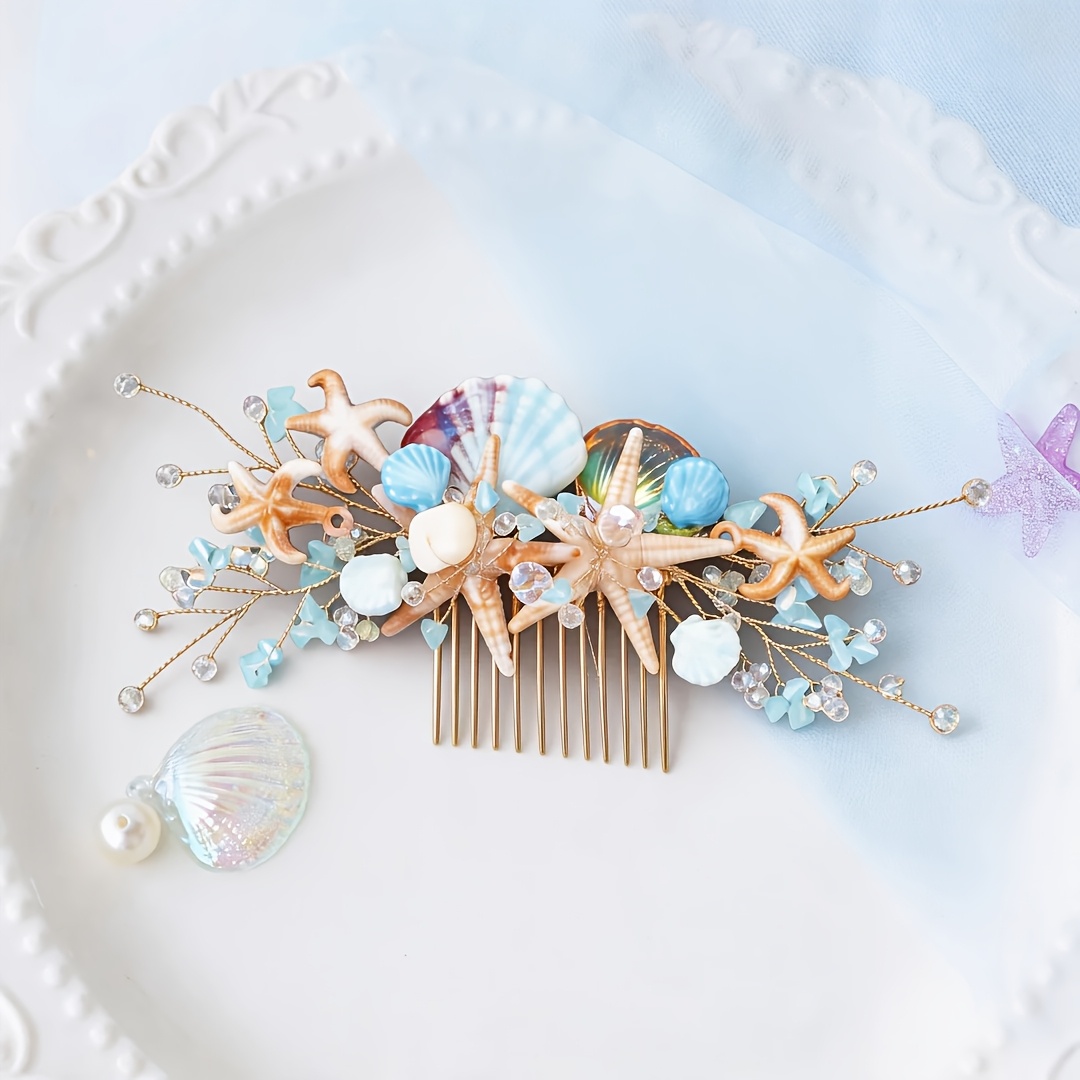TEMU Elegante a Forma di Stella Marina e Conchiglia Serie per Capelli, Vacanze al Mare, Acconciatura e Copricapo