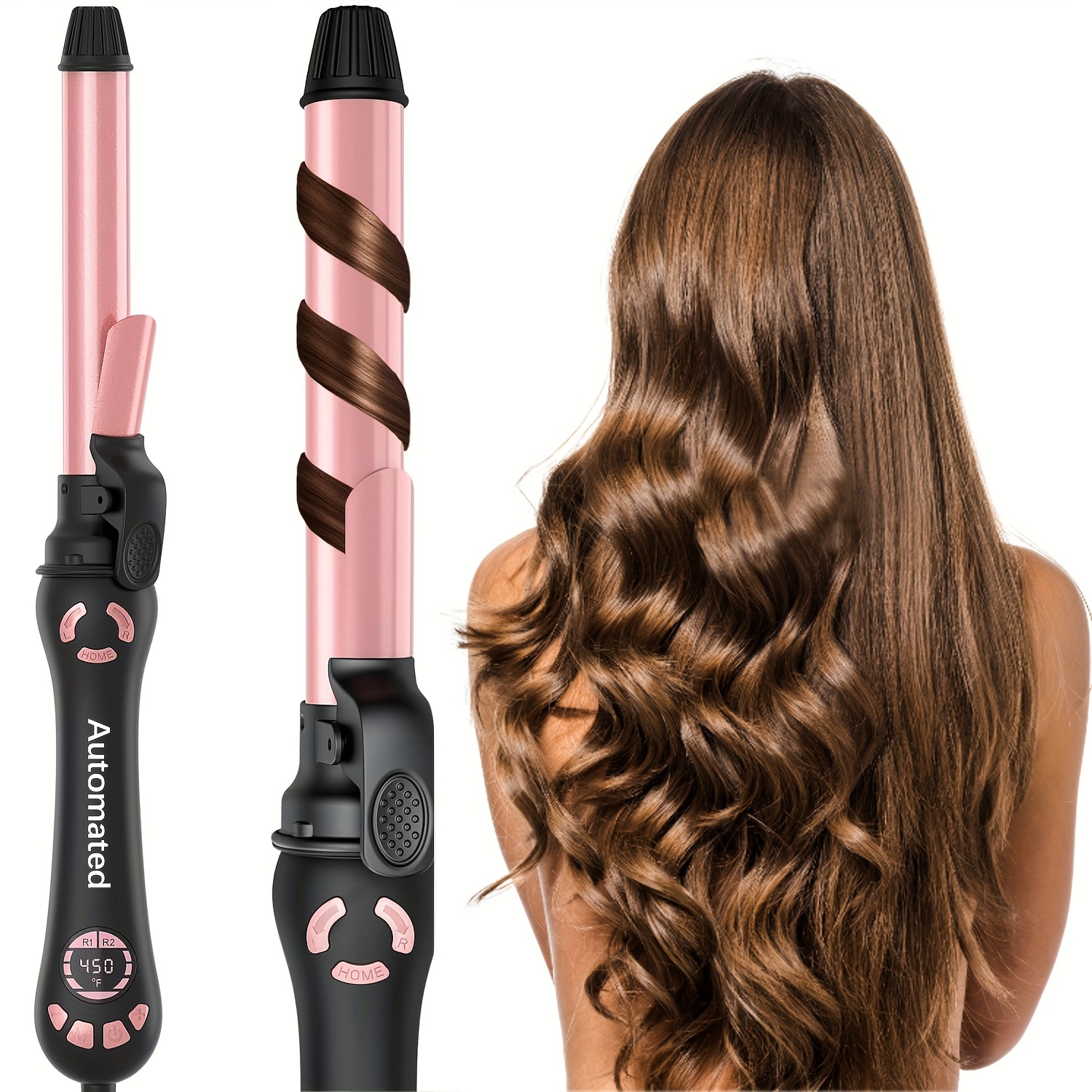 

Titanium Rotating Curling Iron - 2 Curler 1" Curling Iron, Curling Iron 20 Setting 250°- 450°f Lcd Display Forshort, , And Long - - 25mm Diamete