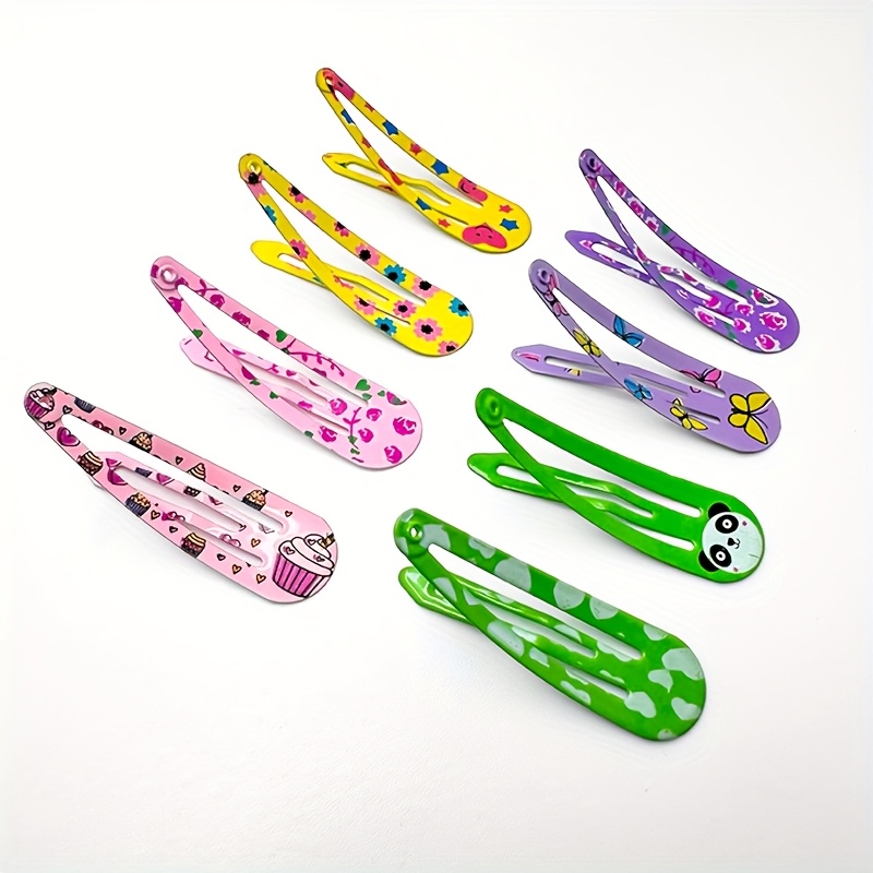 100pcs cute     hair clips oval alloy hair accessories with colorful cartoon designs random assorted colors for women easter everyday use whimsical hairpieces   hairpins durable hairpins quality   Product details 0