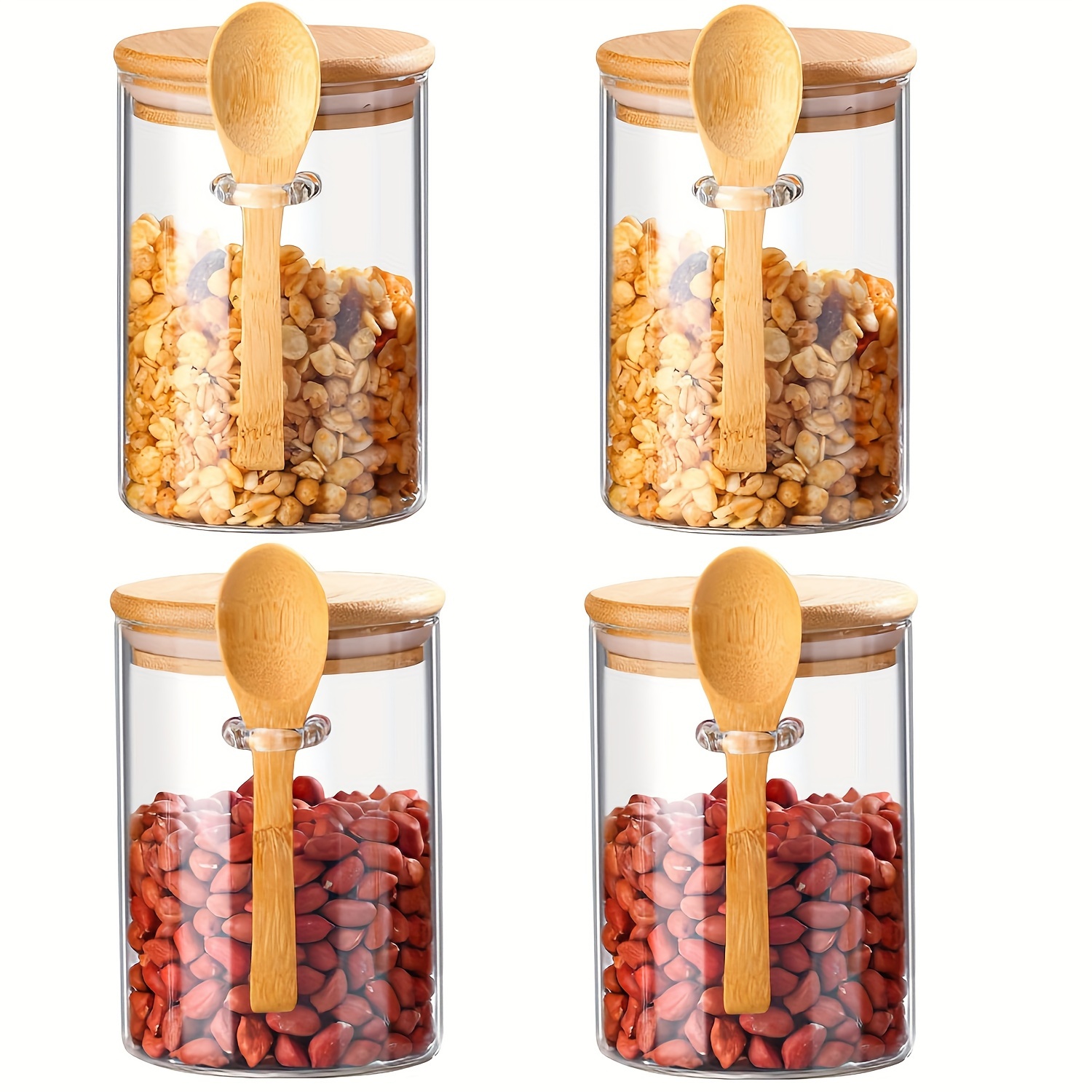 Steviieden 25 OZ Large Airtight Glass Jars with Bamboo Spoons Lids  Overnight Oats Container Decorative Coffee Bar Food Storage Jar Cereal Nuts  Salts Coffee Tea Flour Sugar Container Spice Jars - Yahoo Shopping