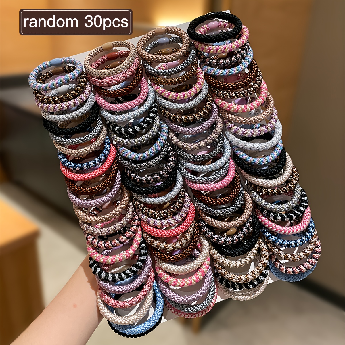 TEMU Random 10-pcs/20-pcs/30-pcs High-elasticity Hair Ties, Elegant Hair Bands For Women, Japanese/korean Style, , For Bun Hairstyles, Thickened