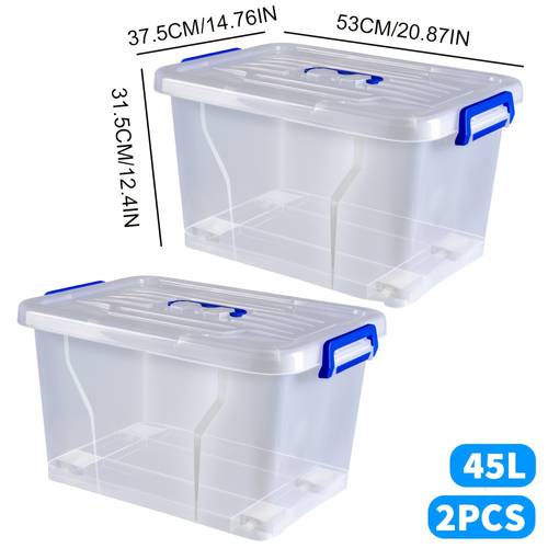2pcs covered storage boxes an open storage box transparent storage box sturdy and stackable storage box and multi functional multi sized storage box are suitable for organizing and storing items in bedroom wardrobes