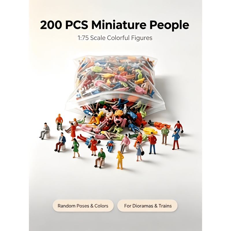 TEMU 200pcs/Pack Figurines Modèles Échelle 1:75 Couleurs Aléatoires Modèles de Figurines en Plastique Miniatures et Debout pour Micro