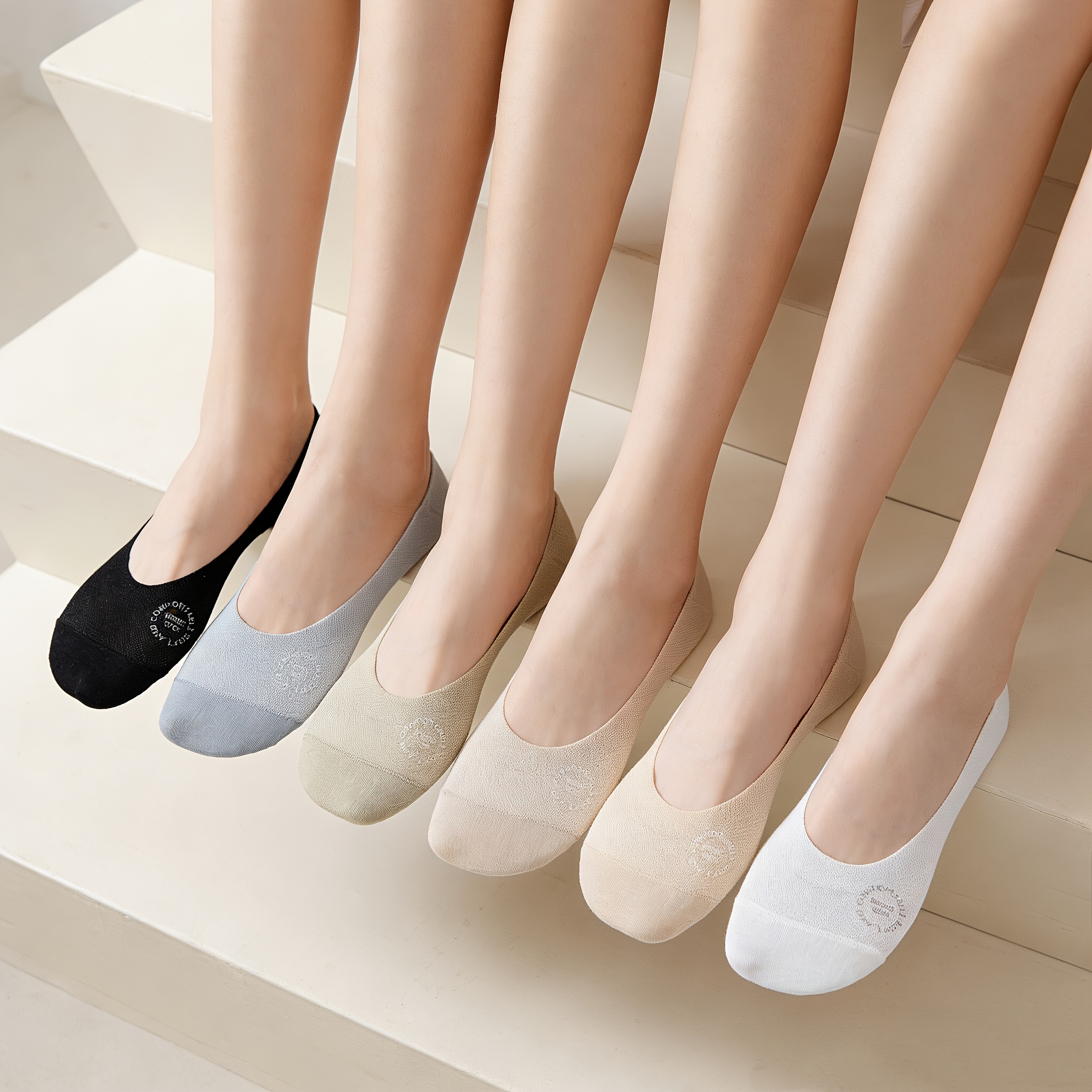 E-shop 6 Paar atmungsaktive Mesh--Socken für Damen mit Silikongriffen – ultradünne, rutschfeste, unsichtbare Boot-Socken – das perfekte Geschenk für