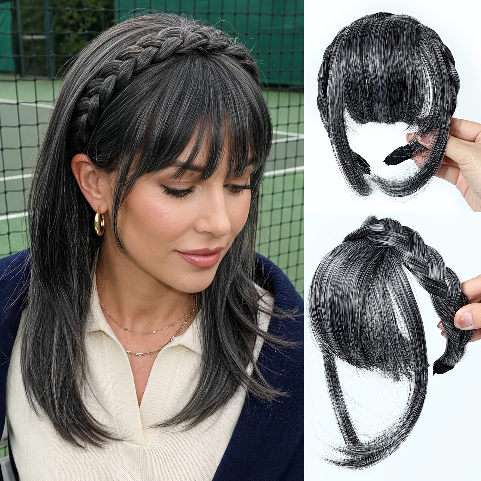 Image of The Hair Additions Including Front Hair Bands, Bangs, Wigs, Braids, And Extensions Are Designed For Women. The Bangs . Are Stylish And Use And Social Events