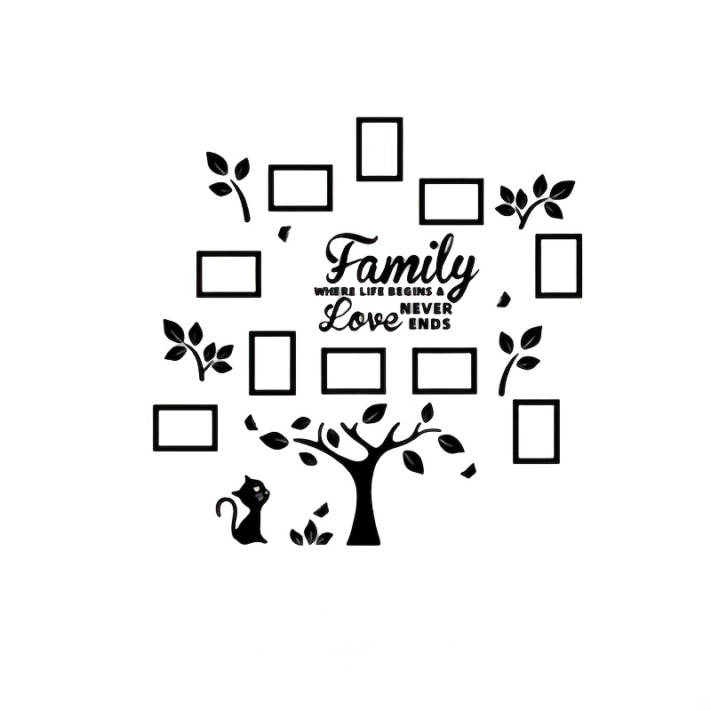 TEMU Acrylic Family Tree Photo Frame Wall Decor, Picture Collage Tree Sticker, Romantic Memory Wall Art Decoration For Living Room Bedroom Home,
