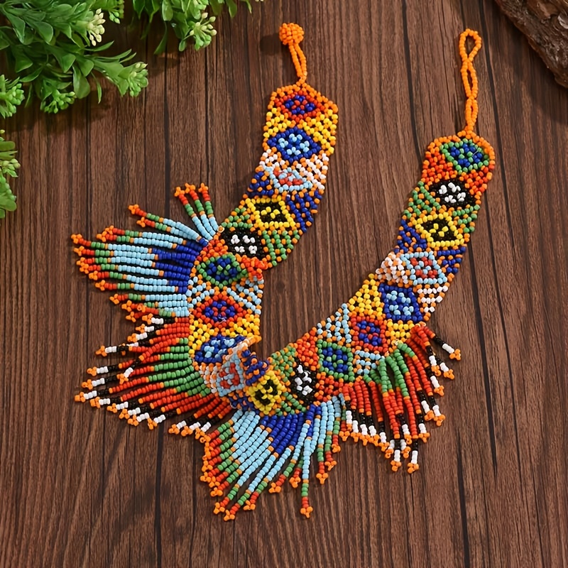 Temu – TEMU Bohemian Geometric Rhombus Tassel Woven Rice Bead Necklace Women’s ( Rice )