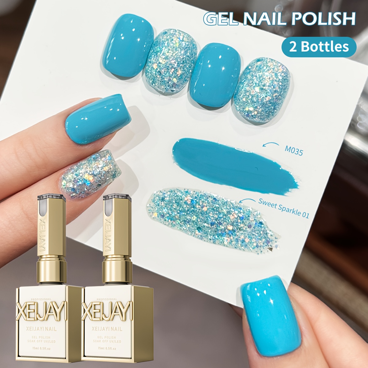 Glitter 2025 Holographic Nail Sequin Nail Art 2 Colors Set 15ml Magnetic Nail Gel Soak Led Gel Salon Women's Nail Art Tools Gel
