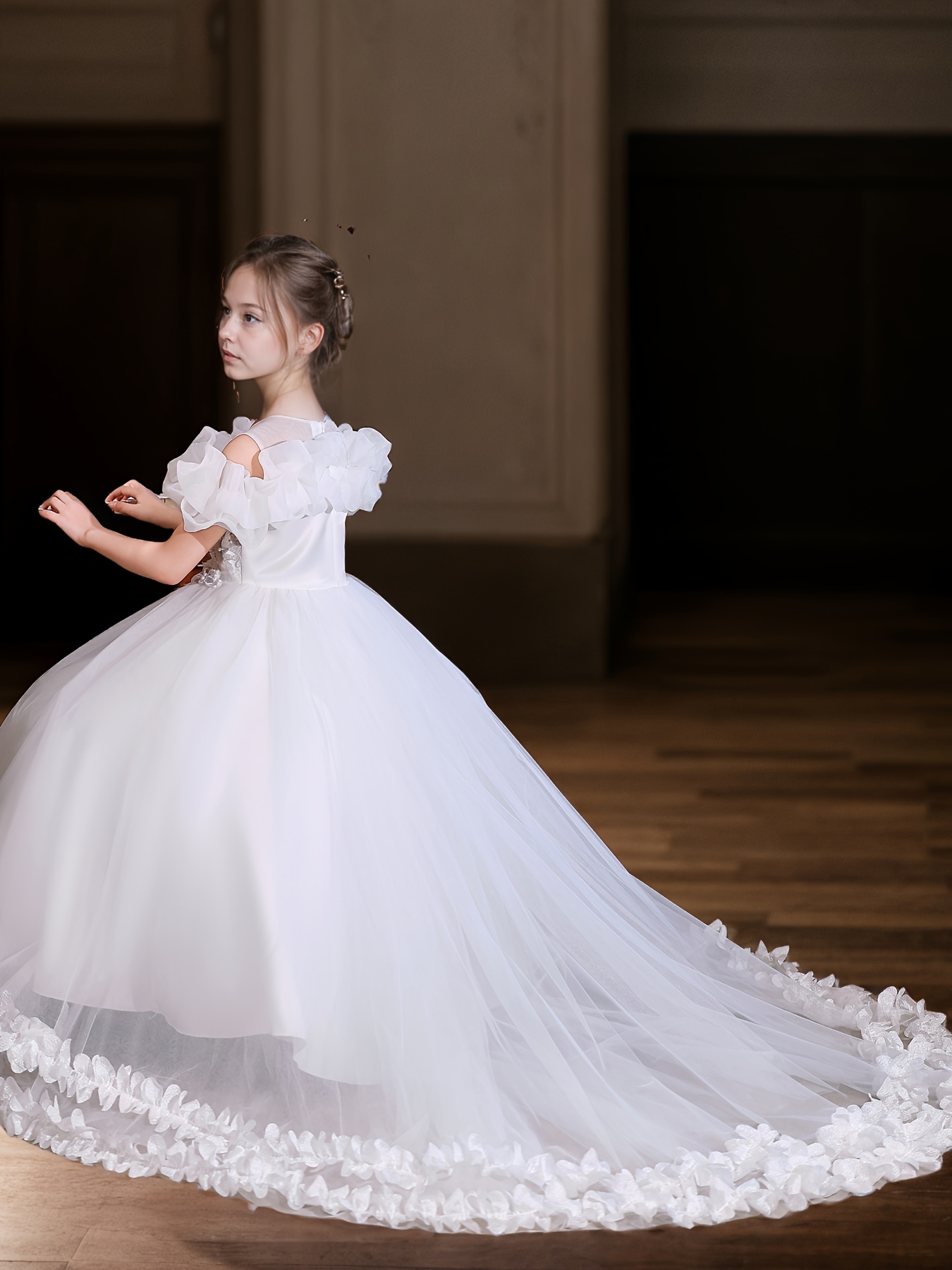 A Evening Gown with a Trailing Skirt for a Music Concert Or * Parties,  Resembling a Romantic And Elegant Princess Dress Or Wedding Gown