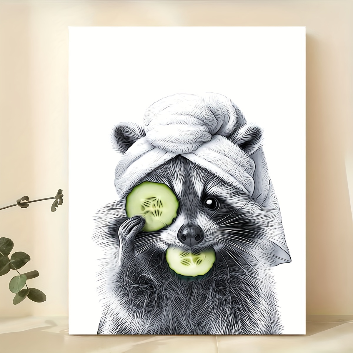 

Charming Raccoon Canvas Art Print - Frameless Modern Wall Decor For Living Room, Bedroom, Kitchen & Hallway