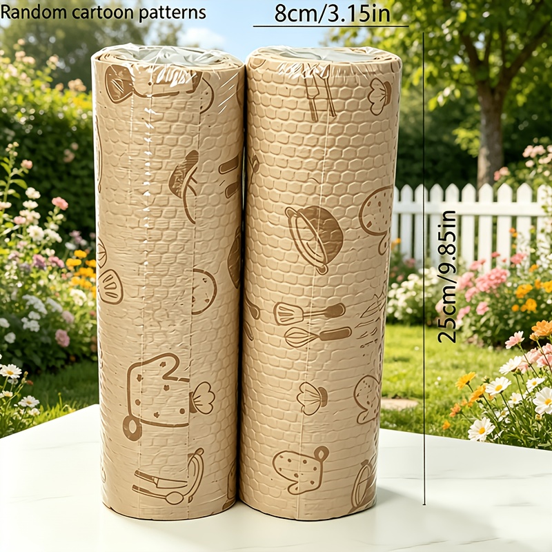TEMU 2 Rolls (20 Sheets Per Roll) 80g/mÂ² Natural-color Kitchen Paper Towels; Extra-wide Thick Cleaning Cloths Wipes Disposable Cleaning Towels