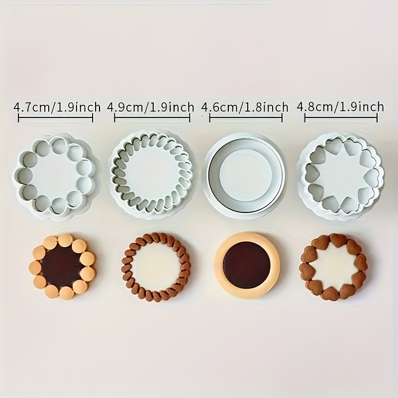 4pcs Plastic Simple Classic Shaped Cookie Mold, Valentine's Day Chocolate Jam Cheese Cookie Cutter, Essential Baking Tool For Spring Camping Parties.