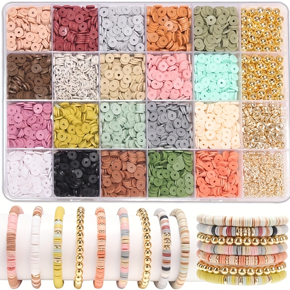 TEMU Kit a da 4200 pezzi/1 scatola, perline piatte preppy per braccialetti dell'amicizia, perline in argilla polimerica, regalo