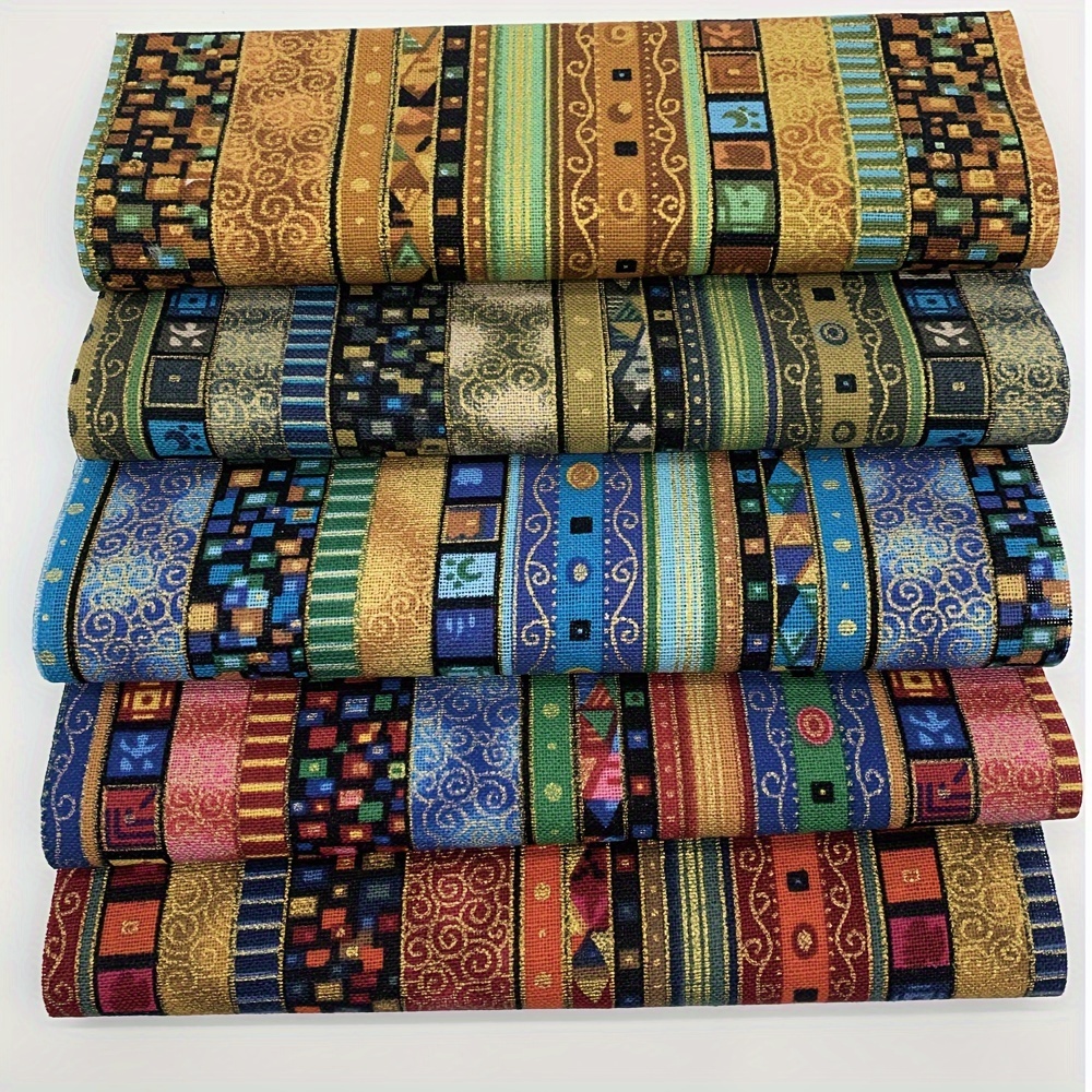 

5pcs African Colored Printing Fabrics, Ethnic Style Pattern Cotton Fabric Quilting, Pre Cut Fabric Bundle, Pattern Indonesian Culture And Art Design, 7.87inch*9.84inch