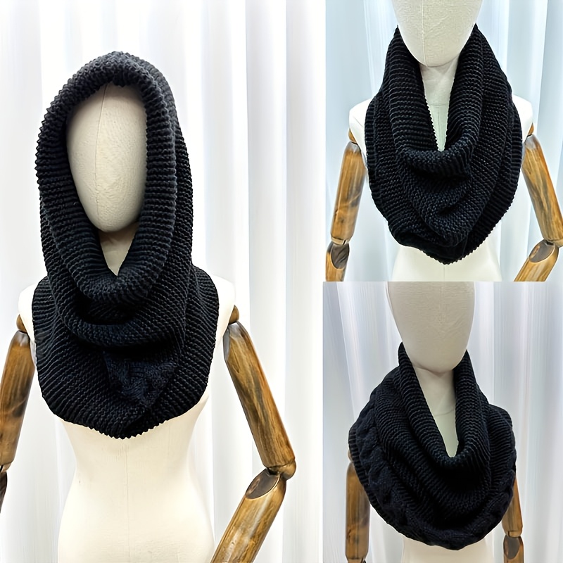 

Elegant Acrylic Knit Neck Gaiter Scarf For Women - 3-in-1 , Warm Decorative Cowl With Jacquard Weave, Hand Washable - Ideal For Outdoors