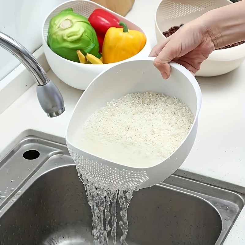 multifunctional plastic rice washing bowl with built in drainer     design for   meal prep and kitchen   details 0