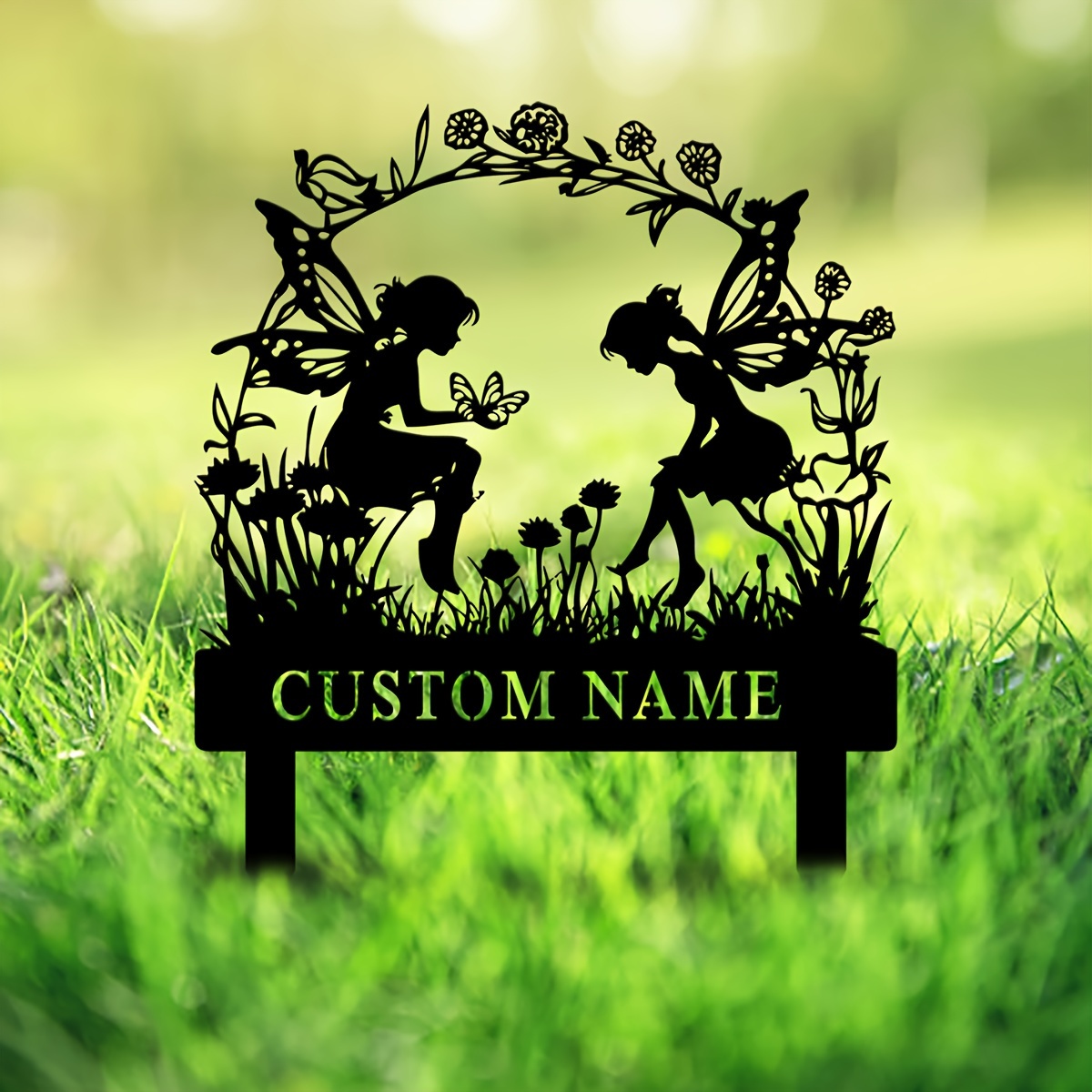 

Custom Fairy Garden Metal Sign - Personalized Outdoor Yard Decor, Vintage Style Stake For Home & Garden, Perfect