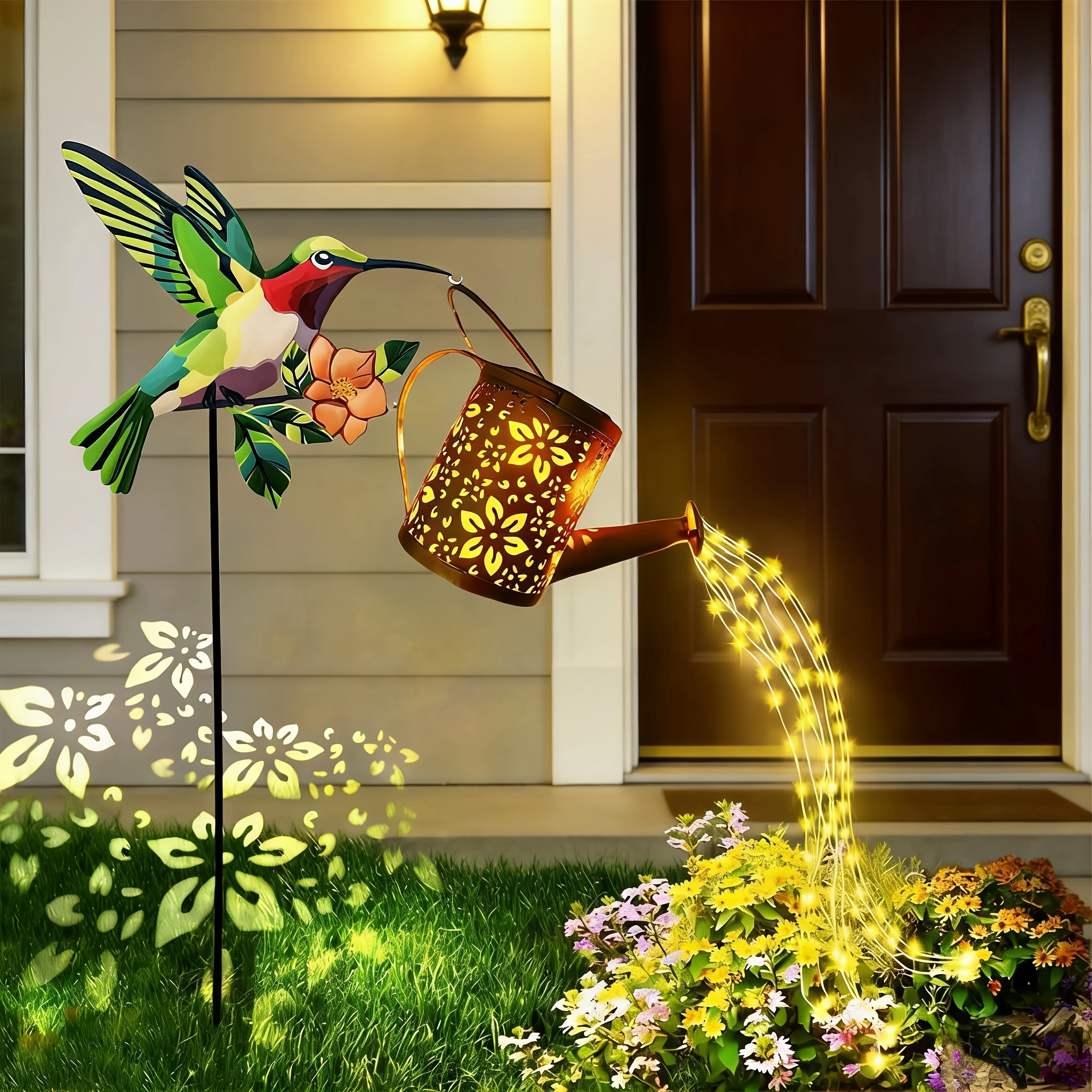 E-shop Neue Solar Kolibri Wasserkessel Lampe, Solar Garten Außen Dekorative Lichter, Solar Hängelampe, Solar Lilien Wasserkessel Licht Hof Dekoration