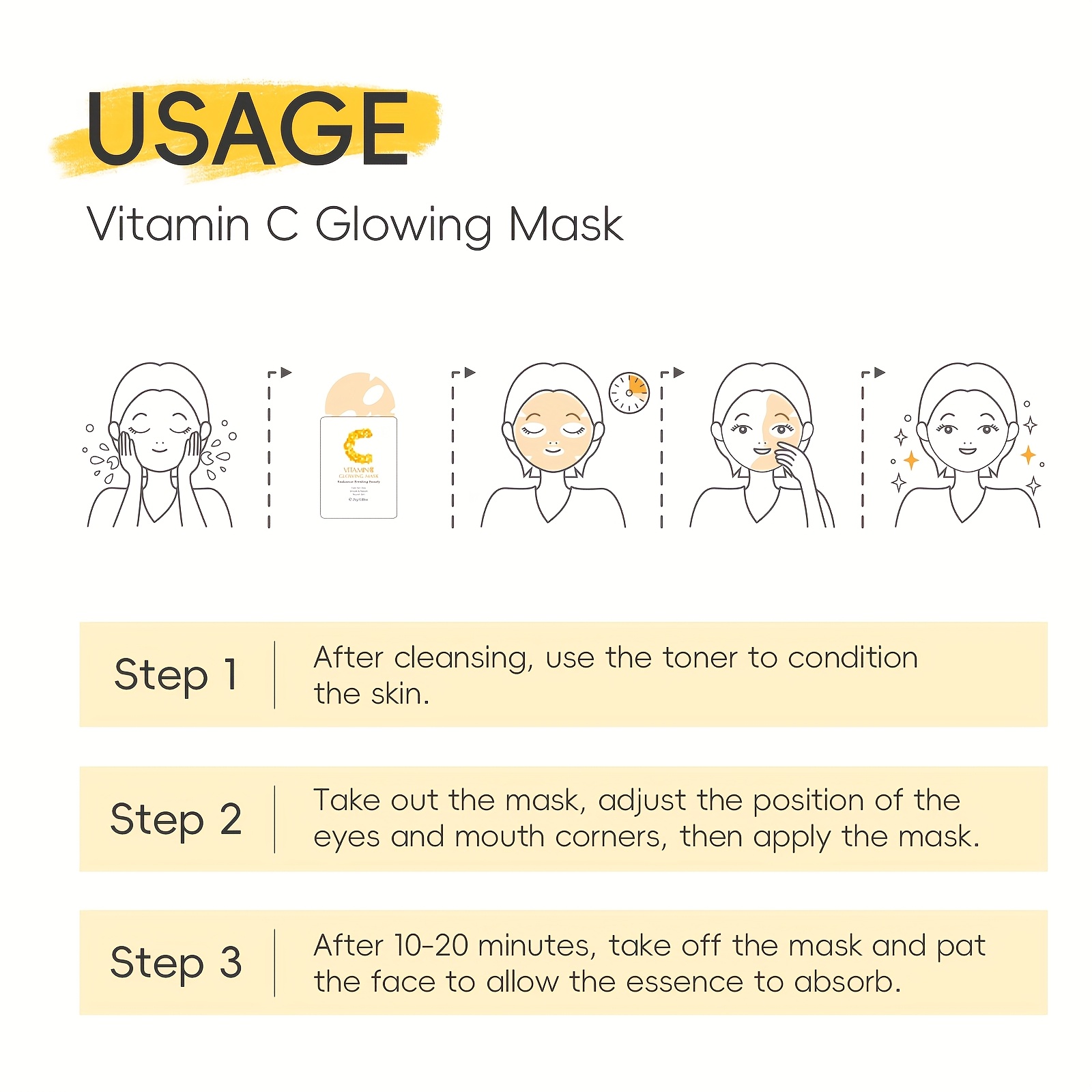 20 komada Vitamin C Sheet Face Mask - Hidratantna maska za lice za sve tipove kože, poklon za vo, Novu godinu, rođendan i Majčin dan