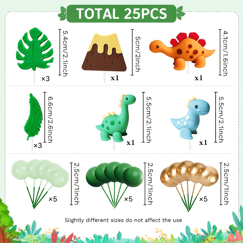 TEMU 25 Dinosaur Cake Toppers, 3 Luxury Mini Dinosaurs, Dinosaur Cake Decorations For Gender Reveal Parties, Halloween, Christmas